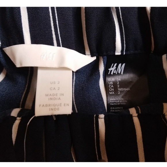 H&M high waist,navy blue & white striped pants NWT - Picture 6 of 7